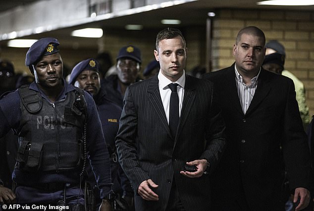 Pistorius was released after serving more than half his prison sentence in 2016 (pictured in 2016)