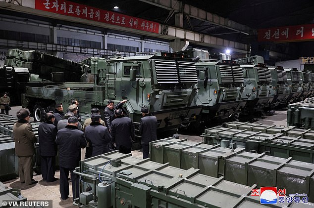 Images released by the North Korean News Agency showed Kim standing in front of what analysts said were short-range ballistic missile launchers.  The missiles are reportedly nuclear capable