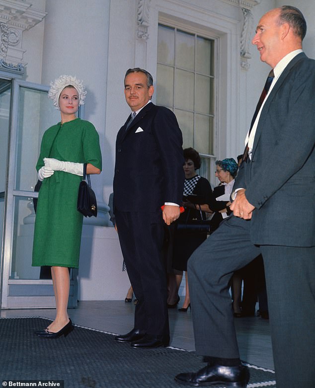 Prince Rainier and Princess Grace of Monaco at the White House to meet President Kennedy in 1961