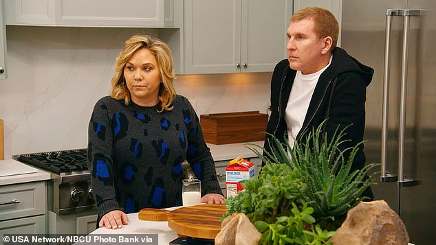 Todd, 54, and Julie, 51, sued former Georgia Department of Revenue director of special investigations Joshua Waites in 2019.  The couple is currently serving federal prison terms for bank fraud and tax evasion;  still from Chrisley Knows Best