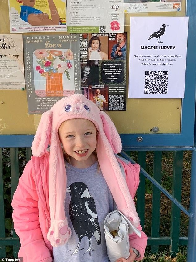 Emma Glenfield, 8, came up with her own QR code and asked surprising questions to people who had encountered magpies, with some interesting results