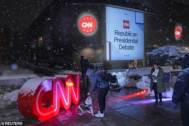 Drake University's Olmsted Center is the site of the fifth Republican presidential debate.  Snow began to fall in Des Moines as the candidates prepared to take the stage