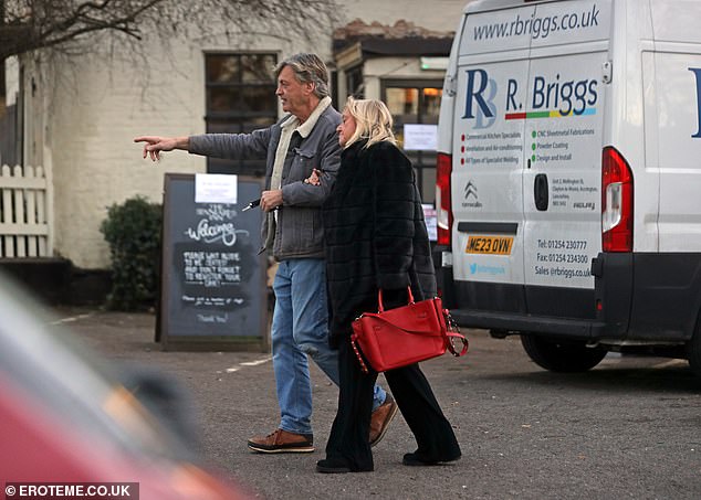 Good Morning Britain presenter Richard, 67, wore a gray jacket with a white T-shirt and blue jeans for the outing