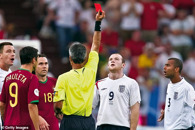 At the 2006 World Cup, England crashed out again against Portugal after Rooney's red card