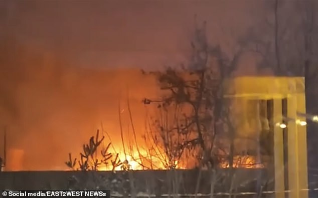 A massive fire broke out early this morning at a production facility in Obukhovo, Moscow region