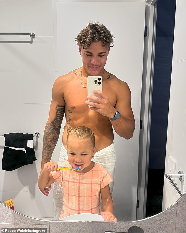 Also seen was a candid photo of Walsh in a towel, accompanied by his daughter, as they shared an adorable moment while brushing their teeth together