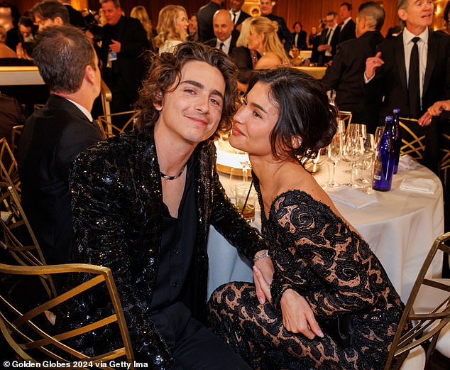 Speculation ensued that Selena said Timothée Chalamet would not pose with her so as not to upset his rumored love interest Kylie Jenner (pictured at the Golden Globes).