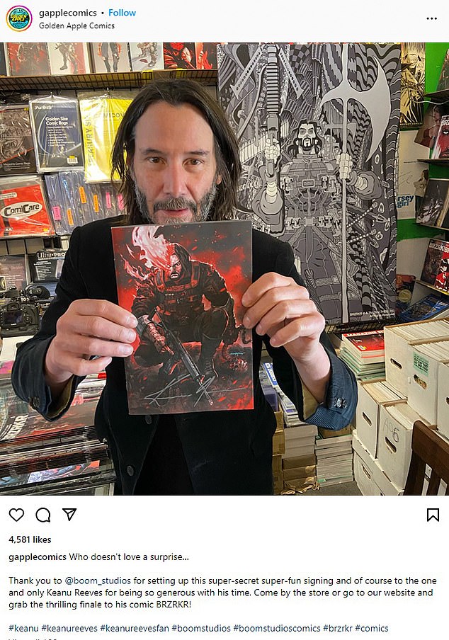 Keanu's 12-issue limited comic series is co-written by Matt Kindt and also features artist Ron Garney