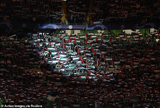 In addition to a choreographed display, fans raised individual flags against their club's wishes