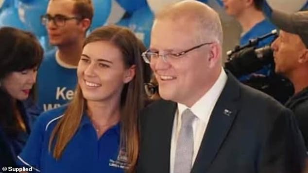 Brittany Higgins pictured with then Prime Minister Scott Morrison