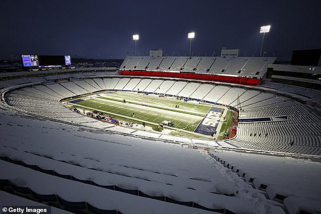 Buffalo is always at risk of snow games: pictured here under a blanket in December 2022