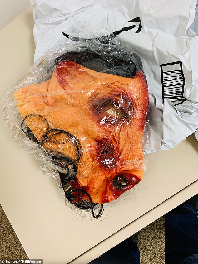 The pig head the couple received in the mail is seen above in a photo taken by the Massachusetts DA's Office