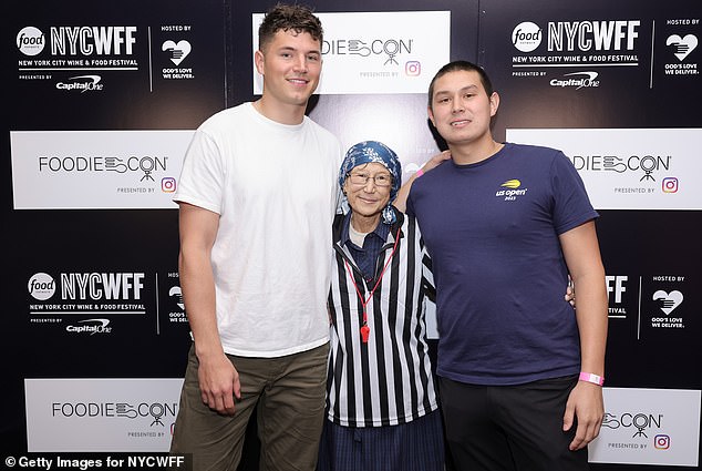 Lynn pictured with YouTube chef Nick DiGiovanni (left) and her son (right)