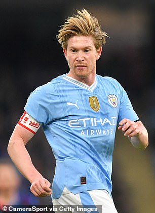 De Bruyne came off the bench and played 34 minutes during Sunday's match against Huddersfield