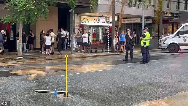 Both George Street and the connecting Charlotte Street are closed and will remain so for another 48 hours as workers attempt to tame the flooding and repair the broken roads