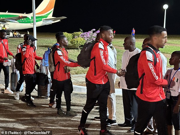 The Gambian Football Federation posted photos of the team landing in the host country