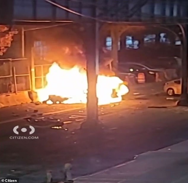 The car was soon completely engulfed in flames