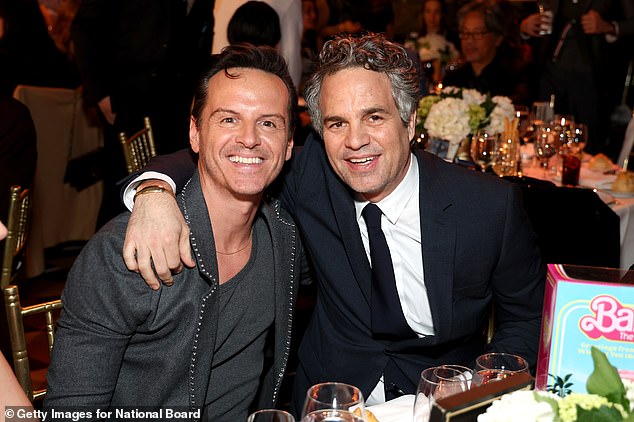 Mark sat on a table next to Mark Ruffalo, whose new film Poor Things recently hit screens