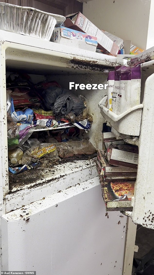 The freezer was in a similar condition and was covered in mud everywhere