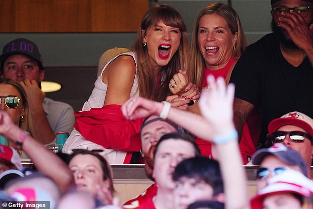 It's believed they could make things official on their one-year anniversary in July, after they started dating a few months before Swift attended her first Chiefs game (pictured)