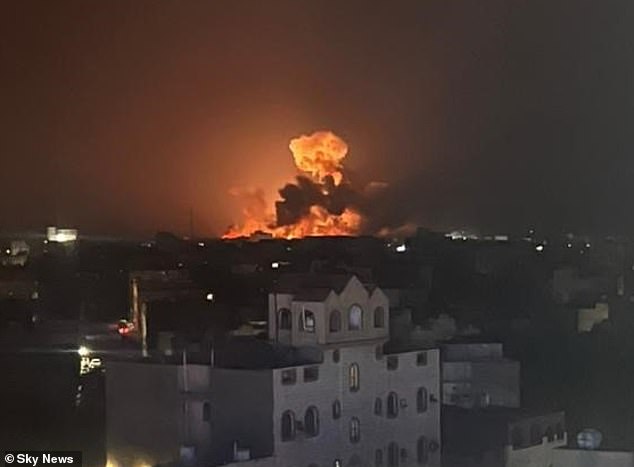 An unverified image appeared to show the result of British and American airstrikes in Yemen this evening