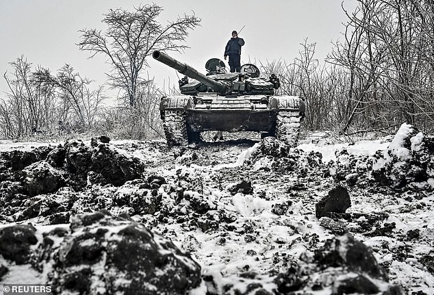 Ukrainian soldiers of the 128th Separate Mountain Assault Transcarpathian Brigade of the Armed Forces of Ukraine take part in tank exercises in the Zaporizhia region, January 11, 2024