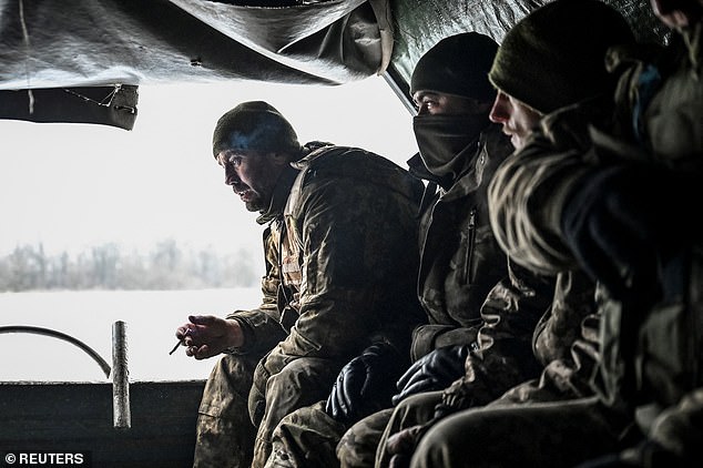 Ukrainian soldiers of the 128th Separate Mountain Assault Transcarpathian Brigade take part in tank exercises in the Zaporizhia region, January 11, 2024