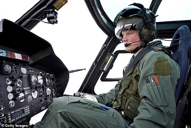 It is unclear whether the royal family will attend the glitzy ceremony in Beverley Hills to receive the awards.  Harry is pictured above learning to fly the Squirrel helicopter at the Defense Helicopter Flying School in 2009