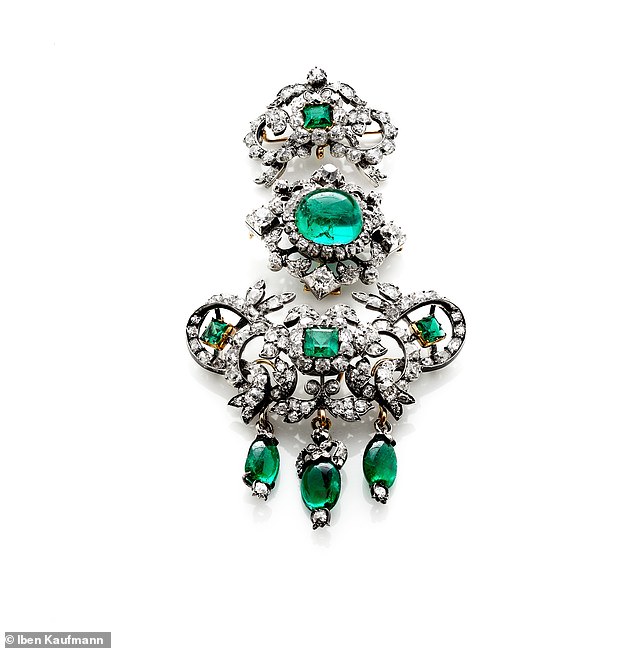 The Crown Emerald Parure brooch