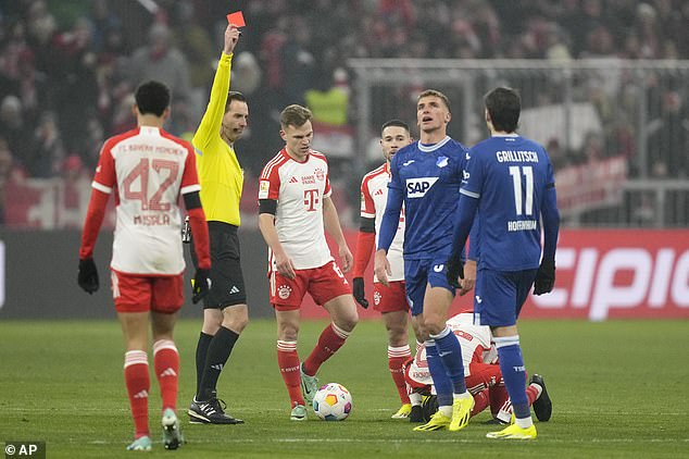 Grischa Prömel was sent off for the visitors after being shown a yellow card either side of the break