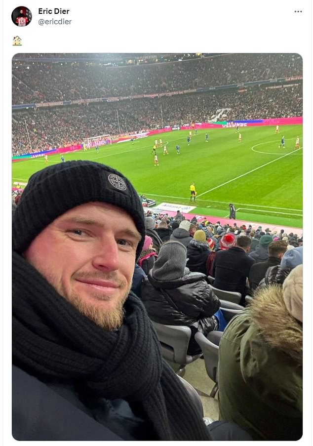 Eric Dier was spotted in the crowd watching the match after completing a loan move from Tottenham Hotspur on Thursday evening