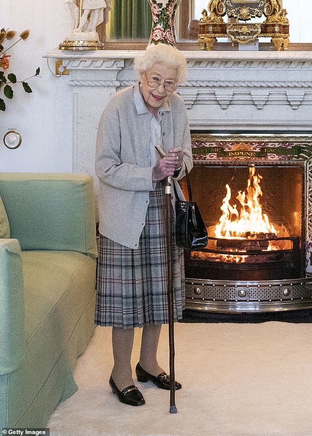 The Queen on September 6, 2022, as she welcomed new Prime Minister Liz Truss to Balmoral.  She died two days later