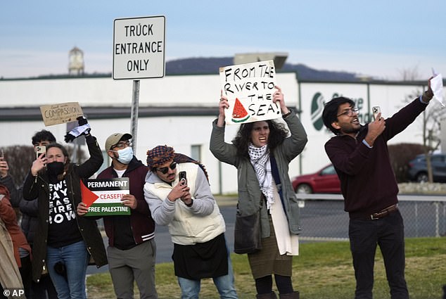 The president's motorcade was also hit by demonstrators carrying Pro Palestine placards demanding a ceasefire against Gaza