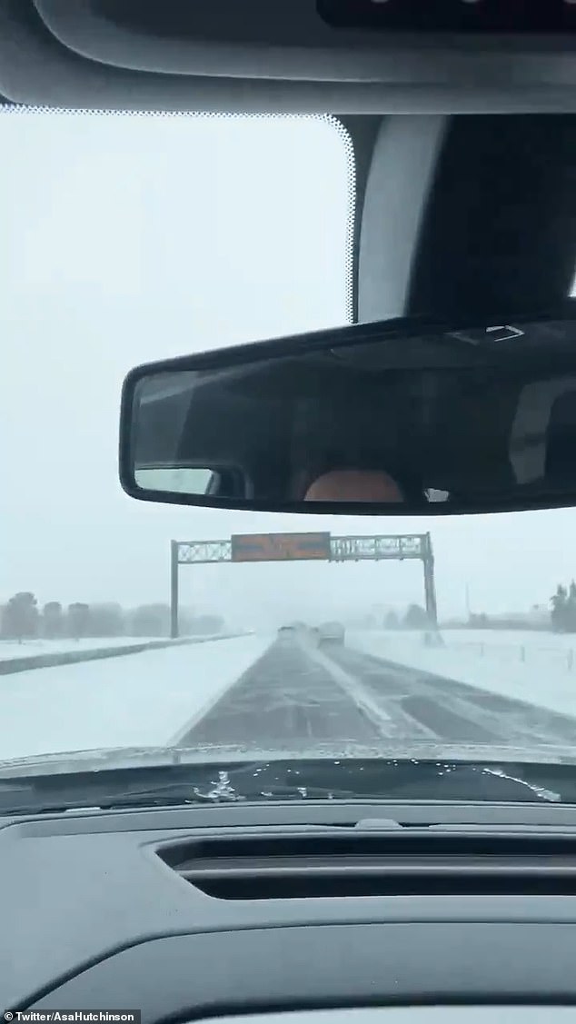 He showed a photo of the road conditions he was driving across the state