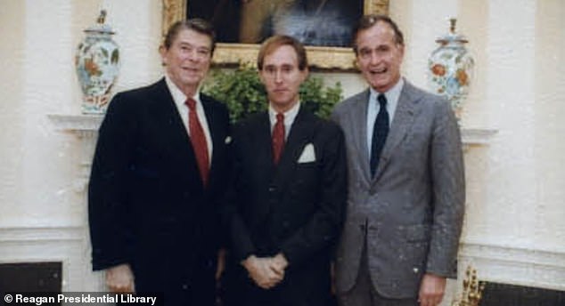 The veteran lobbyist, seen here with former Presidents Ronald Reagan and George HW Bush, has worked for Republican candidates since the early 1970s