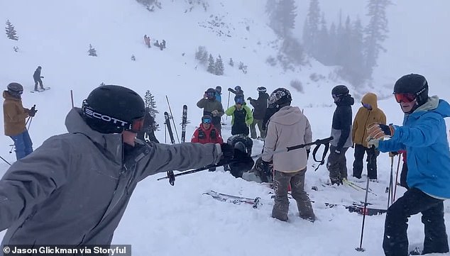 Panicked skiers could be seen rushing to find Janet He, who had been swept 200 feet down the mountain and buried under snow.