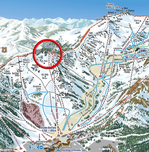 The red circle on this map of the resort marks the location of Wednesday morning's avalanche