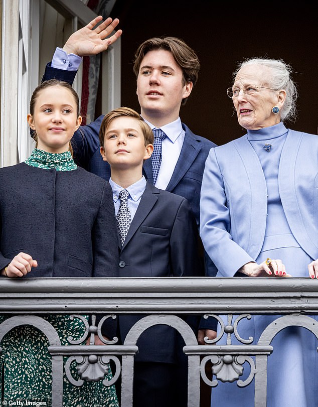 THIRD AND FOURTH: The twins Prince Vincent and Princess Josephine take the next places in the rankings (pictured with Prince Christian and Queen Margrethe last April)