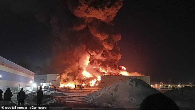 A massive fire engulfed the Wildberries online shopping warehouse in St. Petersburg, using a site for recruiting migrant workers for Putin's war in Ukraine