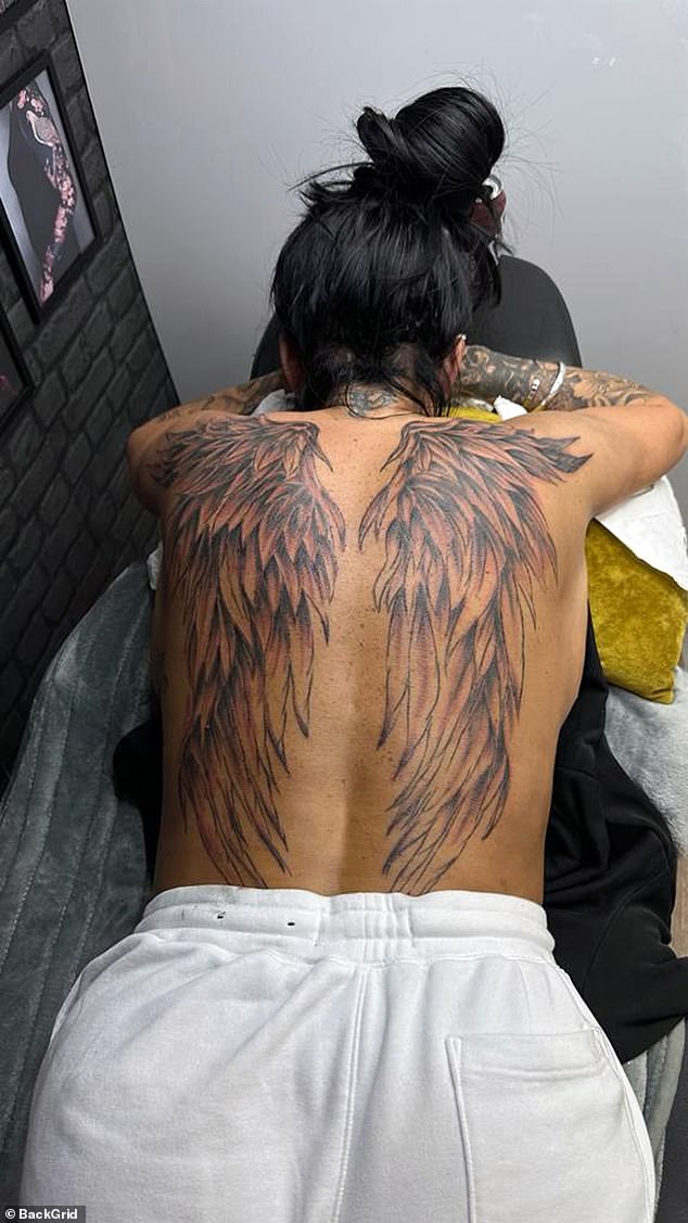 Despite the enormous size of the wings being etched, Katie seemed calm and collected as she inked