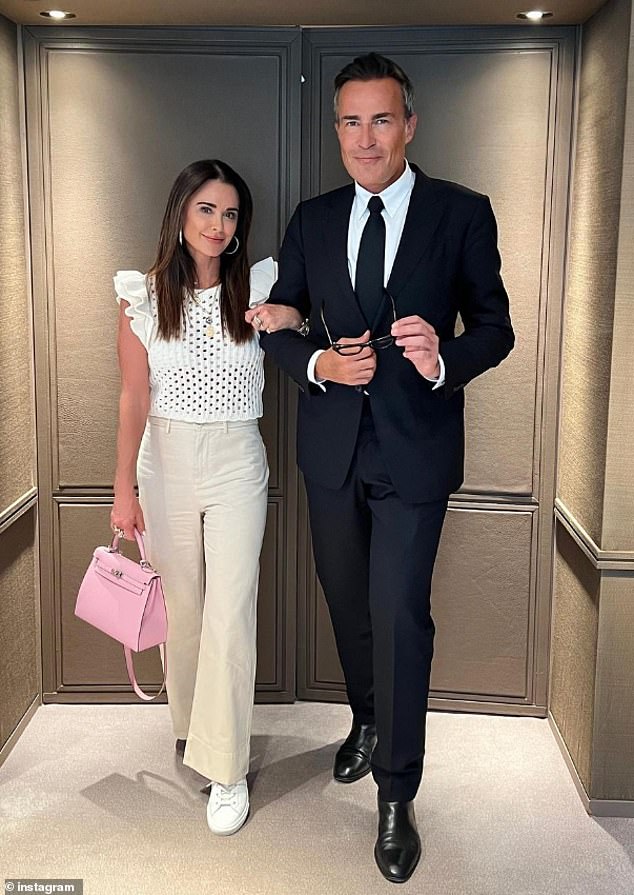 The brand's iconic Kelly bag was named after Princess Grace Kelly and is now an expensive status symbol, with Kyle Richards pictured here in Epsom leather with palladium hardware.  The Real Housewives star is an avid handbag collector and at Hermes in Paris with Michael Coste, the brand's director and VIP whisperer