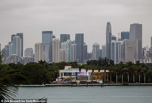 From a half-mile away across the Intracoastal Waterway, the dazzling jumbotron is clearly visible in front of the Miami skyline