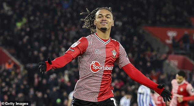 Southampton's Sekour Mara celebrates after scoring to make it 4-0