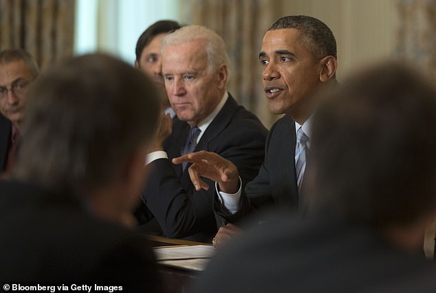 Obama recently had an off-the-book lunch at the White House with Biden to share his concerns and advice about his former running mate's campaign.  The two are seen above in 2014