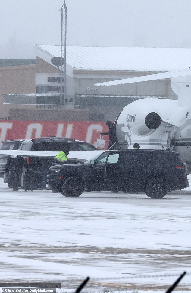 Swift's gas-guzzling private jet, which has a staggering $40 million price tag, touched down just before noon local time (1 p.m. EST) ahead of the Chiefs' big game tonight