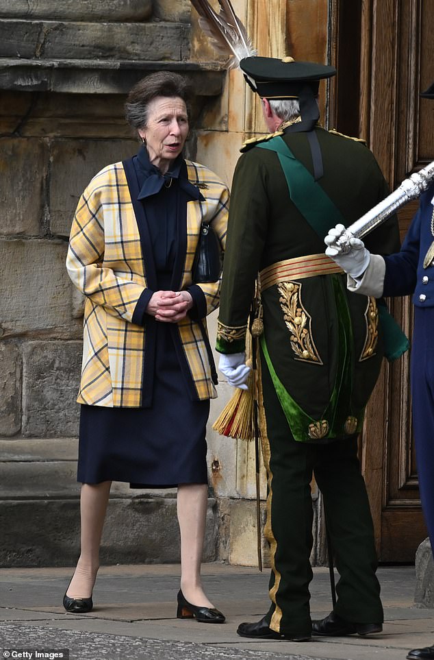 The Princess Royal is often seen recycling clothes at public events, including a blue fur-lined coat – a favorite during Christmas morning church services at Sandringham – which she has worn several times since 1976