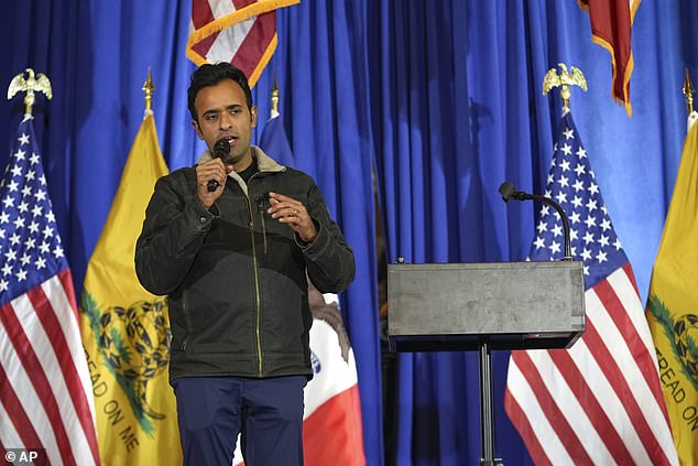 Republican presidential candidate and businessman Vivek Ramaswamy is at eight percent