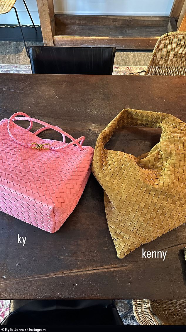 In a series she called “ky vs kenny,” she first broke her bubblegum pink leather woven tote bag that lay on a table next to a woven slouch handbag made of mustard-colored velvet material.