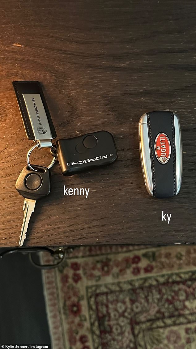 She also posted a photo of Kendall's Porsche car keys next to her own Bugatti