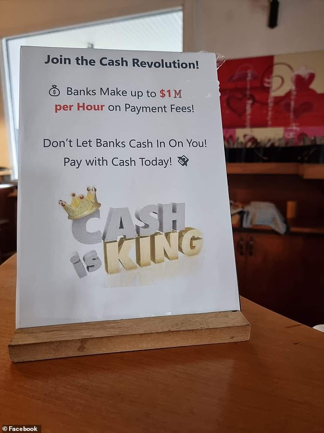 Helga's Pancake House in Cairns in far north Queensland has been receiving praise since a sign (pictured) in the store was featured on the Cash is King Australia Facebook group